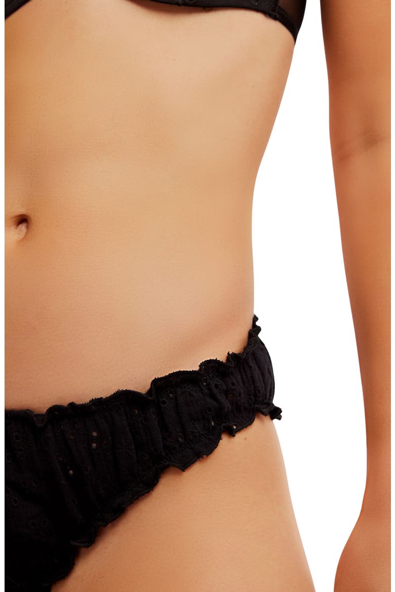 Intimately FP Home Grown Stretch Cotton Eyelet Panties, Alternate, color, BLACK