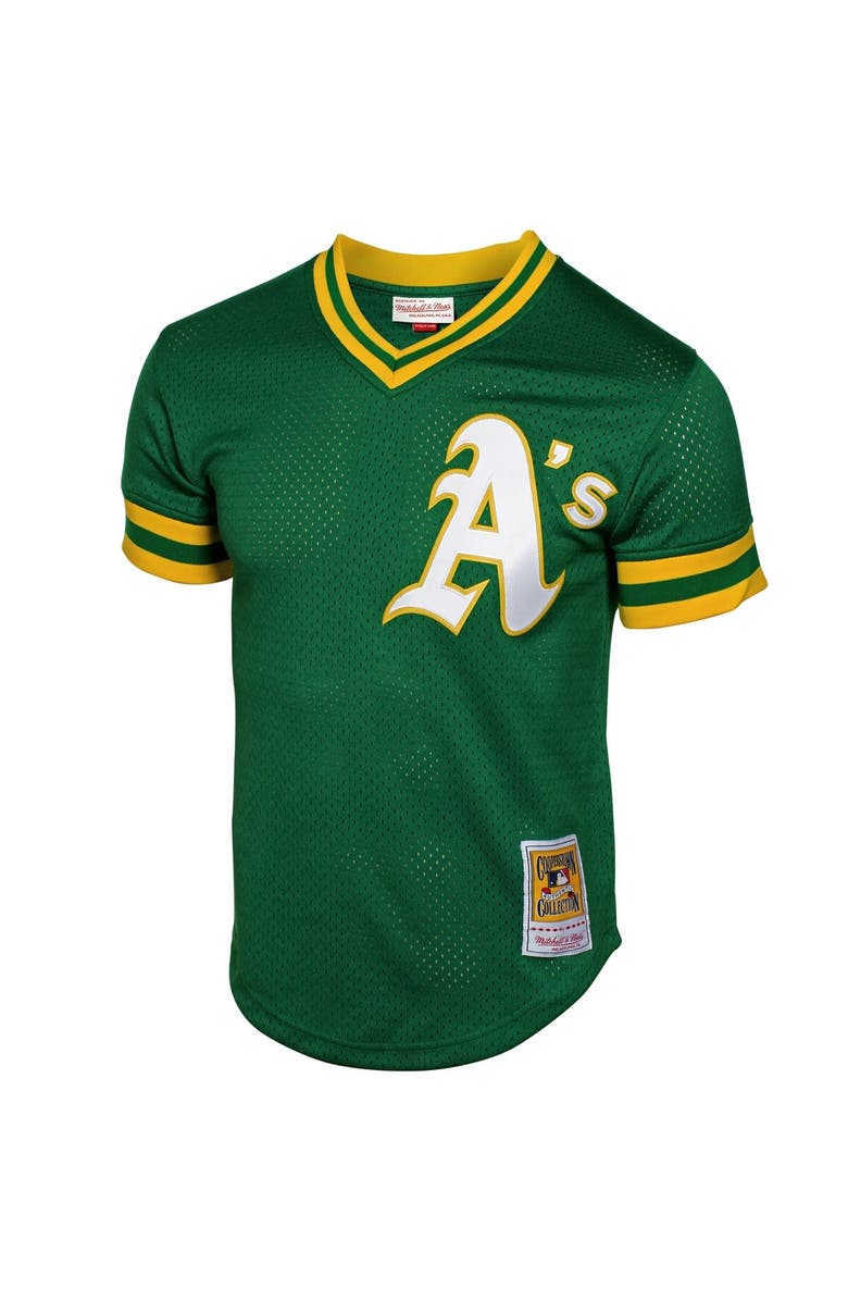 Mitchell & Ness Men's Mitchell & Ness Rickey Henderson Green Oakland Athletics 1991 Cooperstown Mesh Batting Practice Jersey, Alternate, color, 