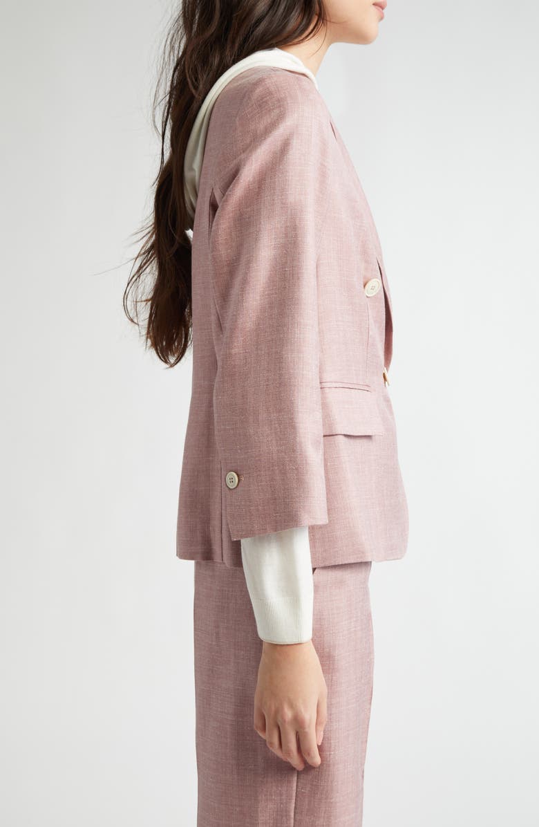 Eleventy Crop Double Breasted Virgin Wool, Silk & Linen Blazer, Alternate, color, 