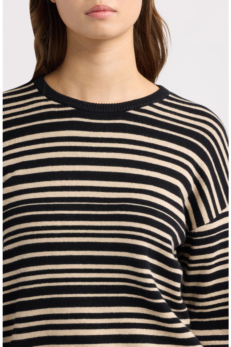 Throwback Studio Stripe Cotton & Cashmere Sweater, Alternate, color, COASTAL COAL STRIPE