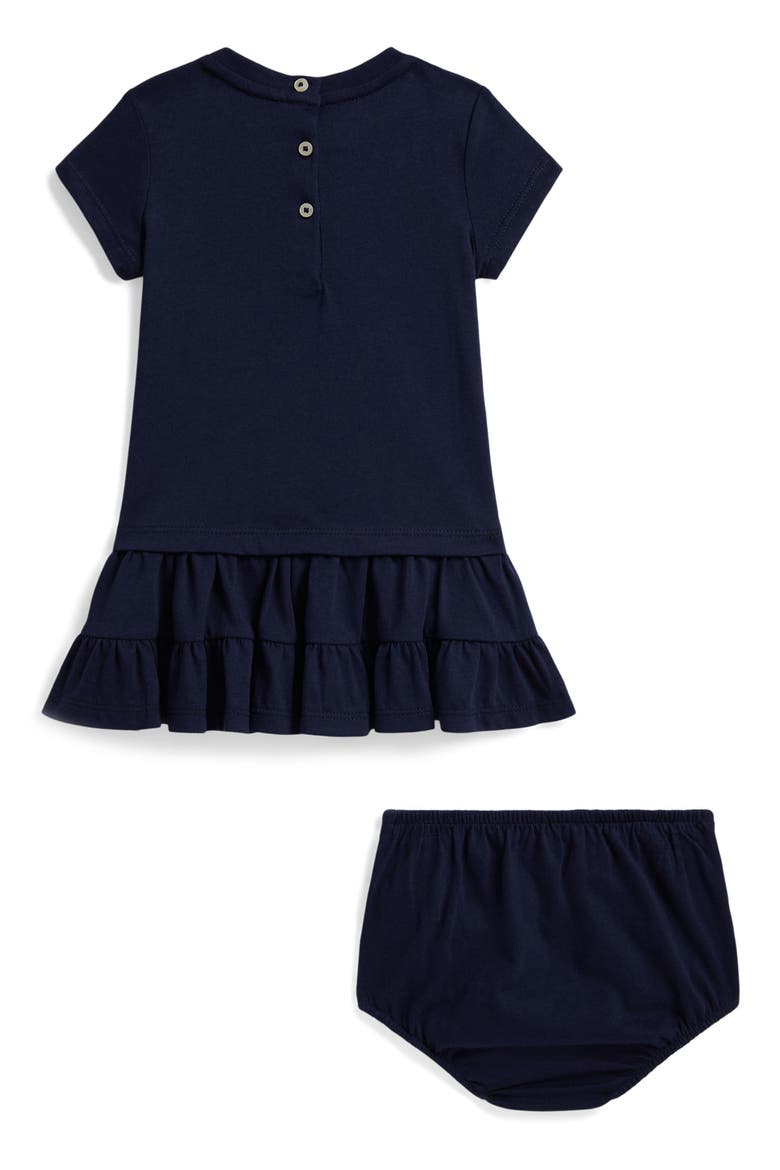Bear Jersey Dress & Bloomers Set, Alternate, color, NAVY