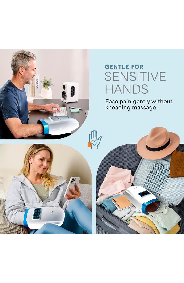 Lifepro Legra Plus Hand Massager with Heat and Compression Finger, Wrist, and Palm Massager with 5 and 6 Modes, Alternate, color, 5 Modes White