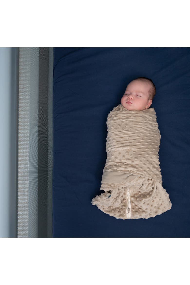 Plush Dots Velboa 3.0 TOG Sleepsack Swaddle, 3-Way Adjustable Wearable Blanket, Alternate, color, Fawn Grey