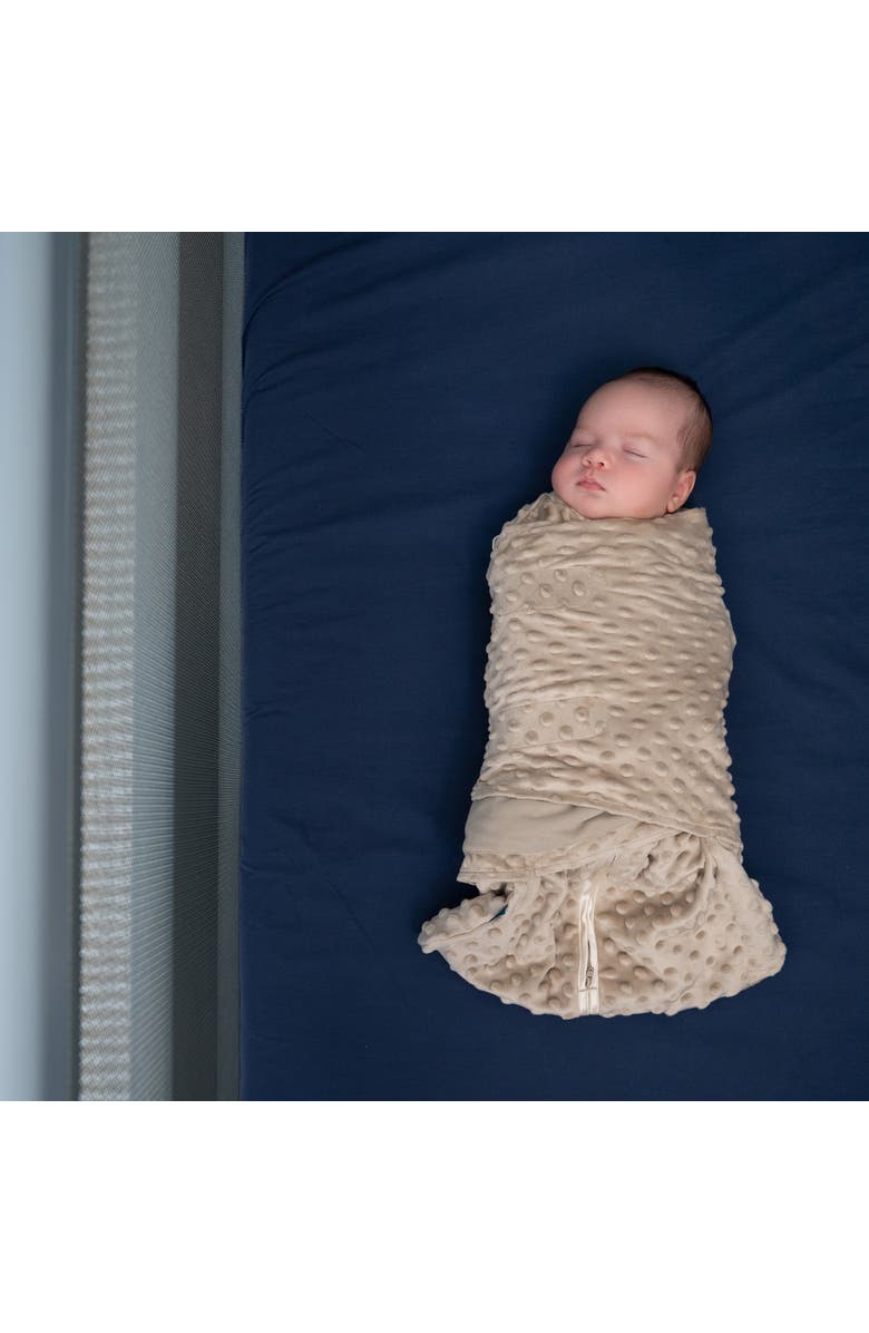 HALO Plush Dots Velboa 3.0 TOG Sleepsack Swaddle, 3-Way Adjustable Wearable Blanket, Alternate, color, Fawn Grey