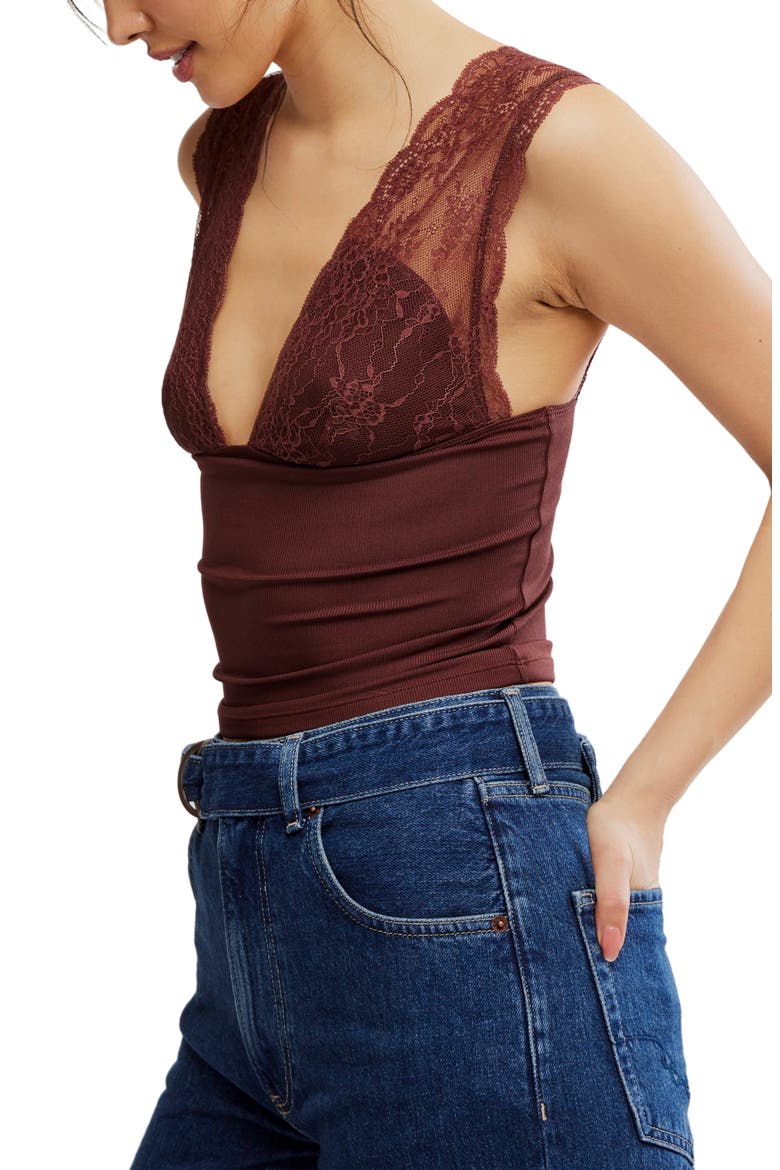 Power Pay Lace Trim Camisole, Alternate, color, BITTERSWEET