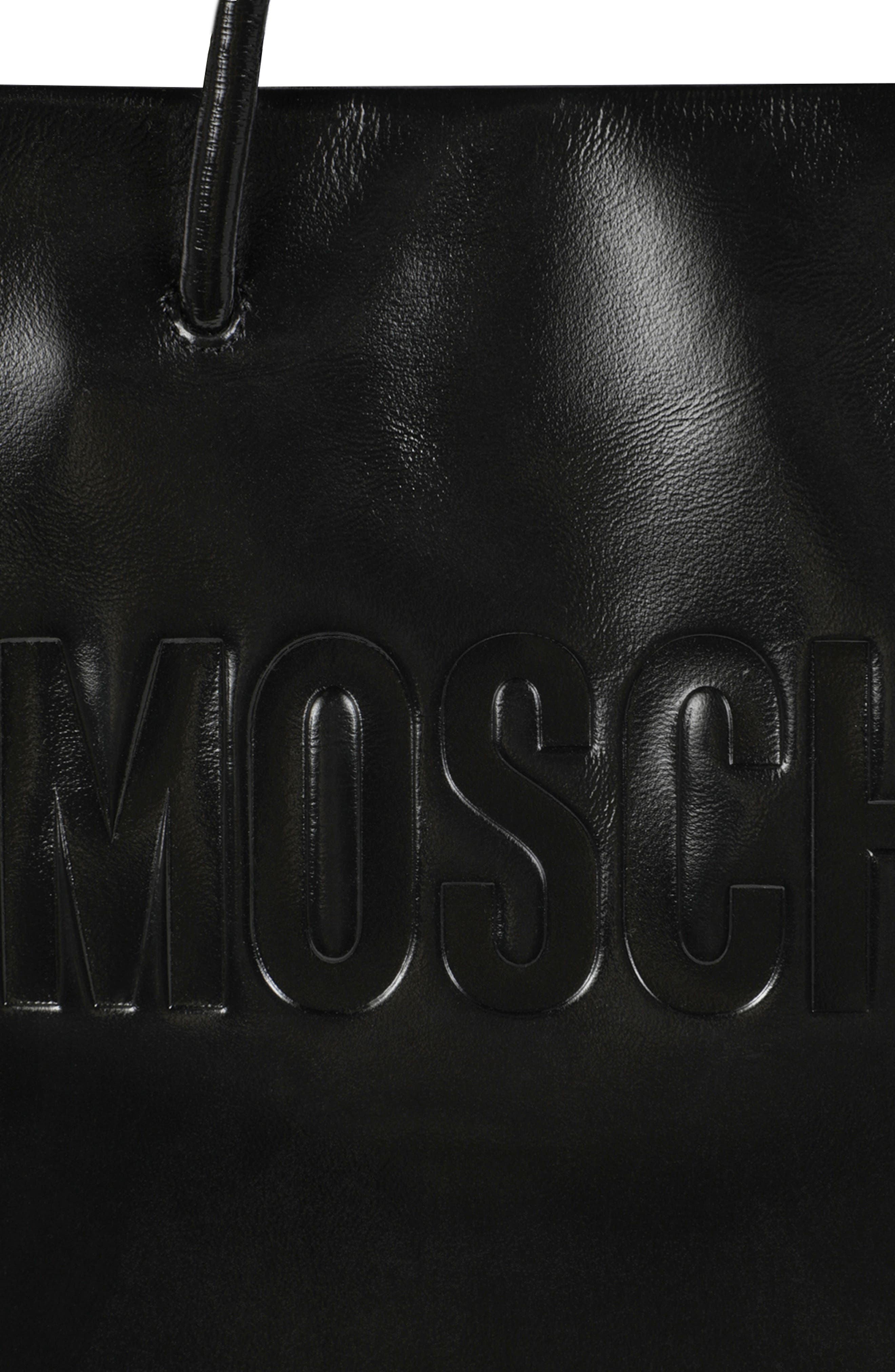 Moschino Embossed Logo Tote Bag, Alternate, color, 