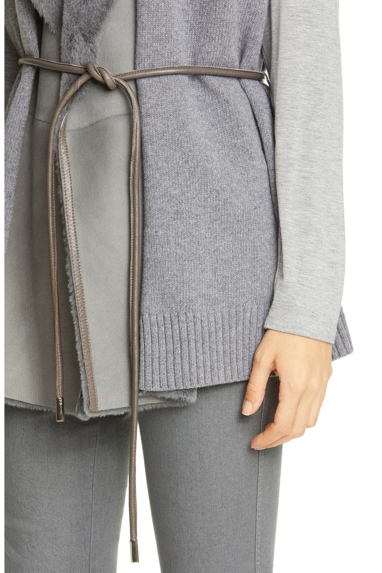 Genuine Shearling Panel Wool & Cashmere Vest, Alternate, color, NICKEL MELANGE