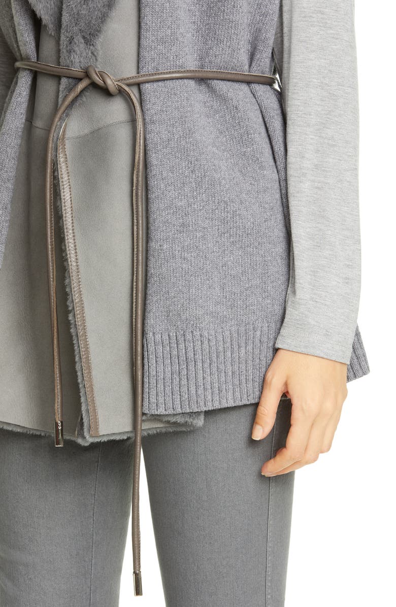 Lafayette 148 New York Genuine Shearling Panel Wool & Cashmere Vest, Alternate, color, 