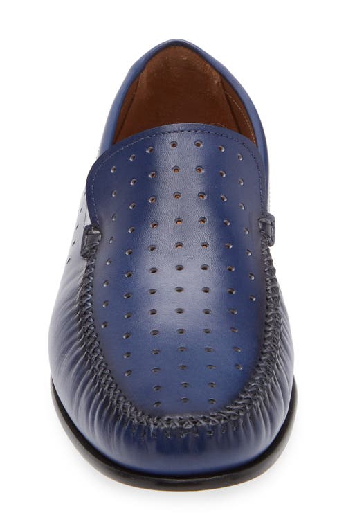 Mezlan Perforated Moc Toe Loafer In Blue