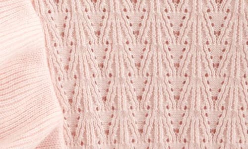 Nordstrom Kids' Ruffle Cotton Pointelle Sweater In Pink