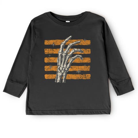 Skeleton Hand Stripes Long Sleeve Tee Toddler