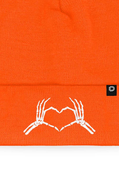 Dalix Heart Of Bones Beanie In Neon Orange