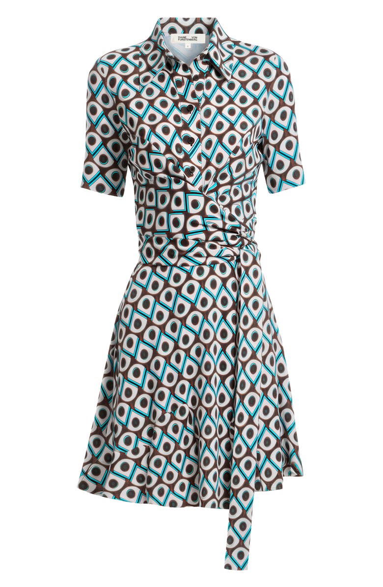 Diane von Furstenberg Didi Geo Print Cotton & Silk Wrap Shirtdress, Alternate, color, Fan Club Woodstock