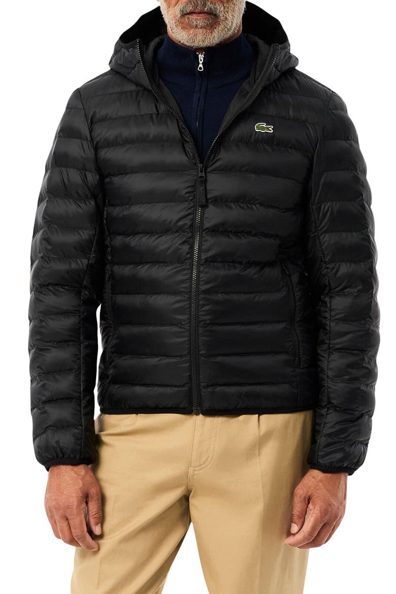 Hooded Puffer Jacket, Main, color, BLACK
