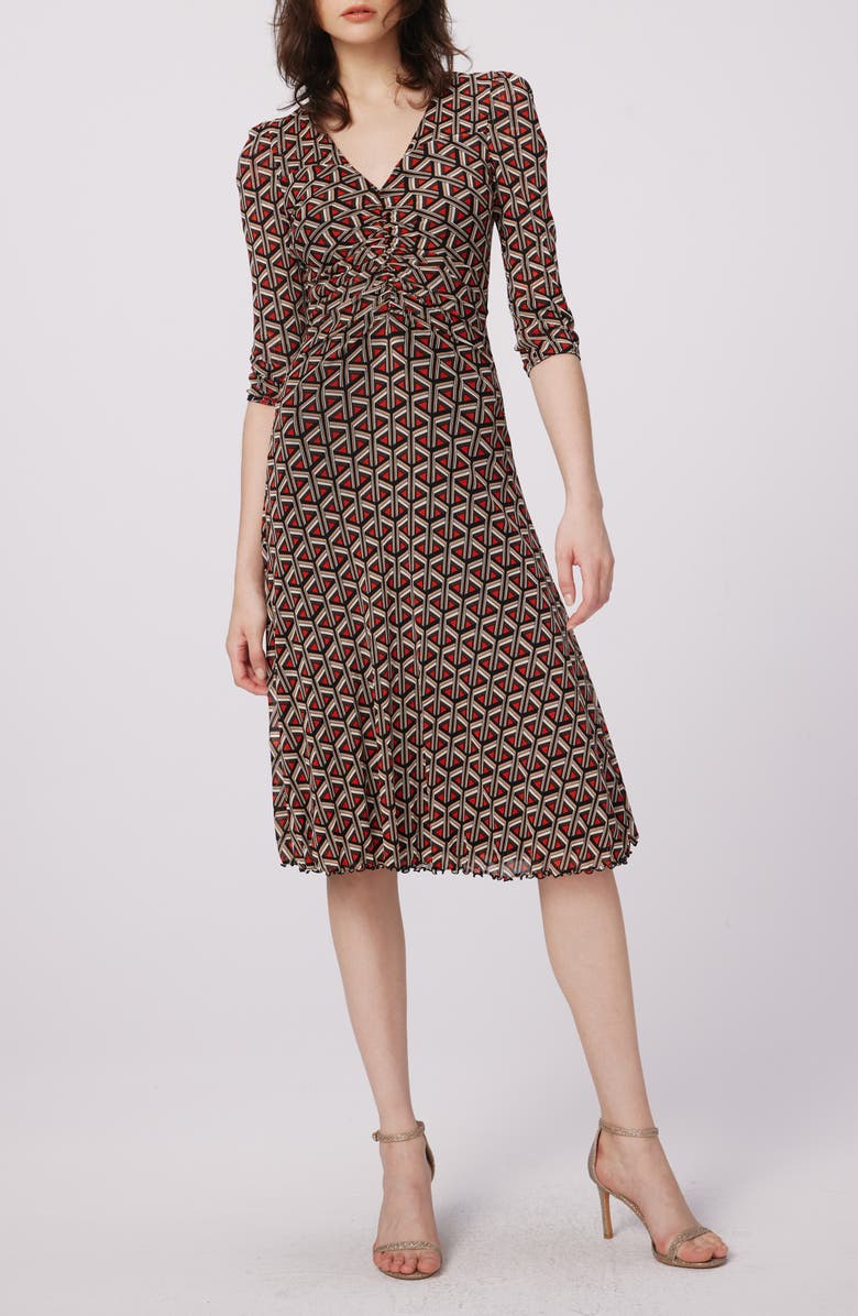 DVF Ivan Reversible Geo & Floral Print Dress, Alternate, color, 