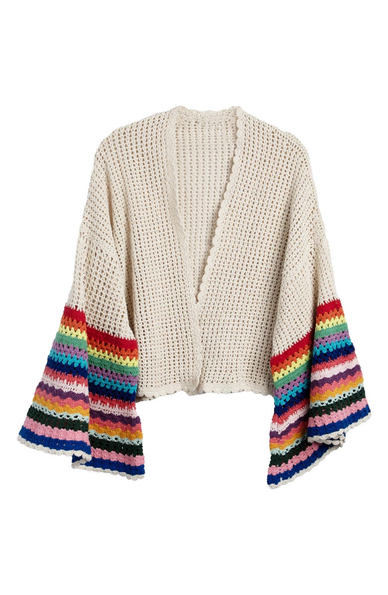 SAACHI Rainbow Sleeve Crochet Cardigan, Alternate, color, 