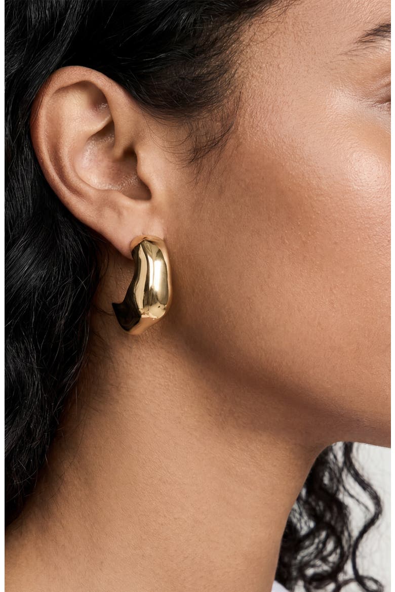 Wavy Hoop Earrings, Alternate, color, GOLD
