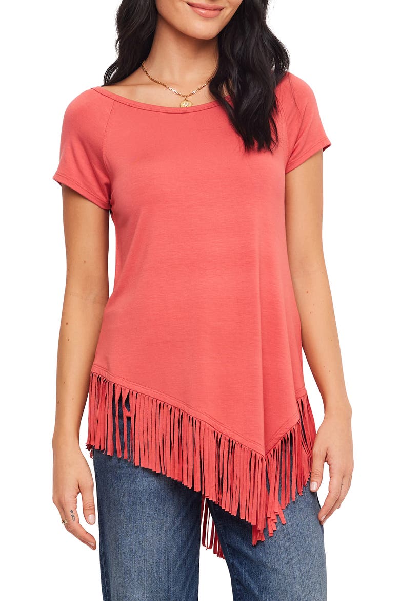 Angled Fringe Top, Main, color, CORAL