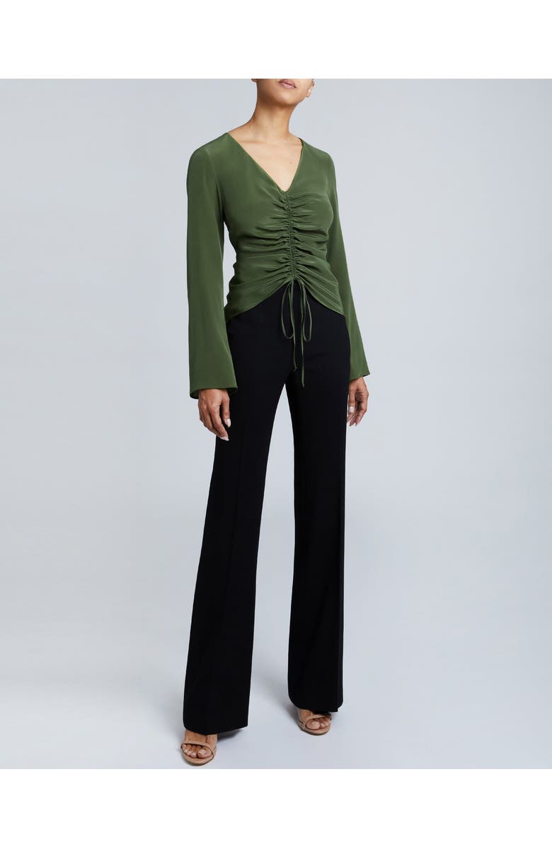 Santorelli RAVELA Bell Sleeve Silk Blouse with Front Center Drawstring, Alternate, color,