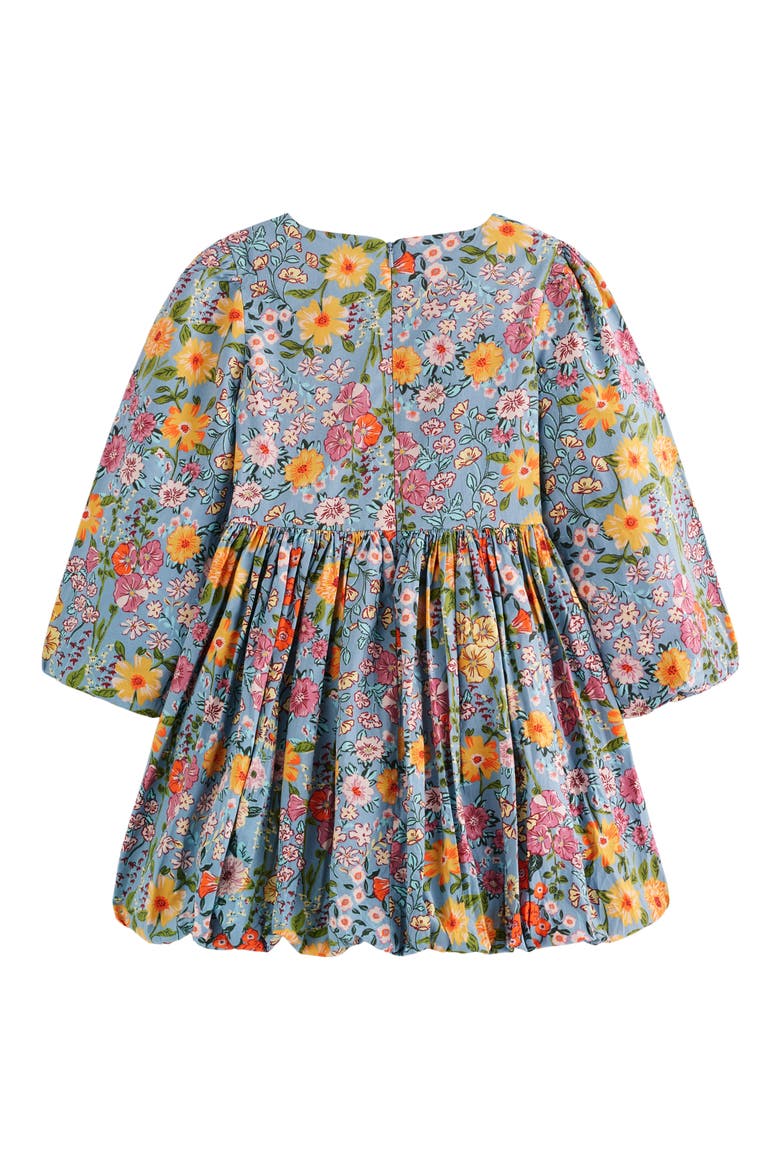 Kids' Long Sleeve Bubble Hem Dress, Alternate, color, BLUE MULTI FLORAL