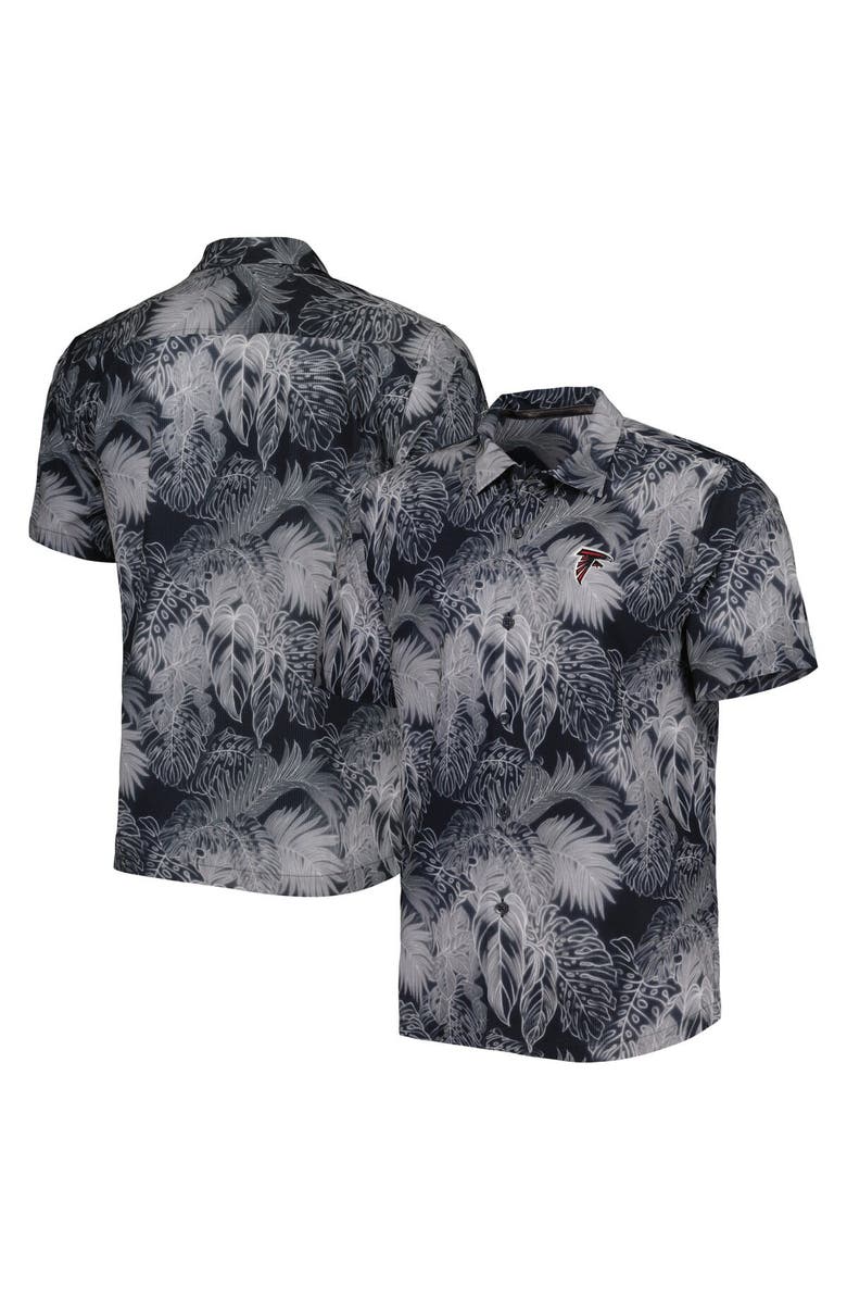 Tommy Bahama Men's Tommy Bahama Black Atlanta Falcons Coast Luminescent Fronds Camp IslandZone Button-Up Shirt, Main, color, Black