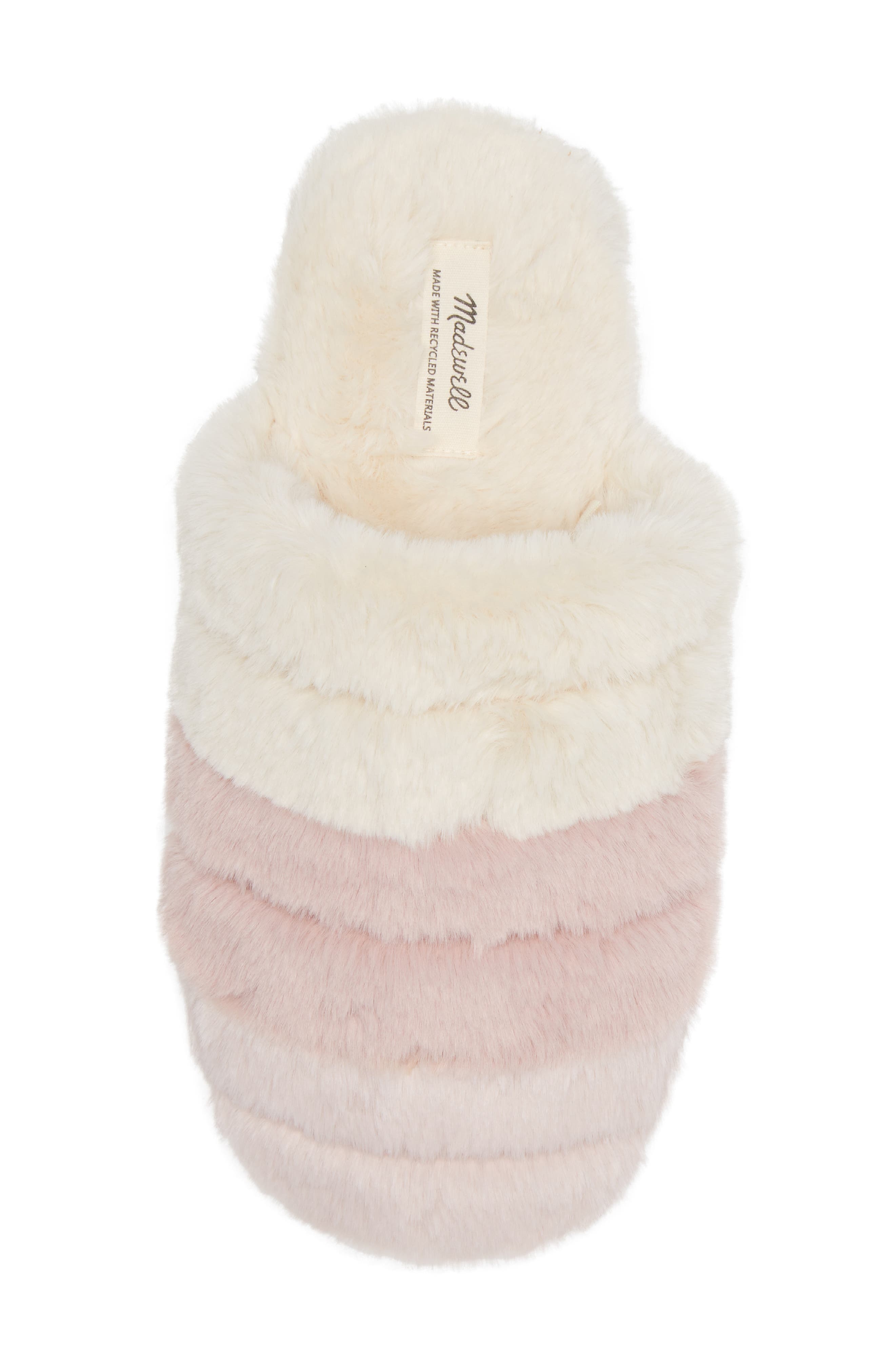 Recycled Faux Fur Quilted Scuff Slippers, Alternate, color, DUSTY BLUSH MULTI