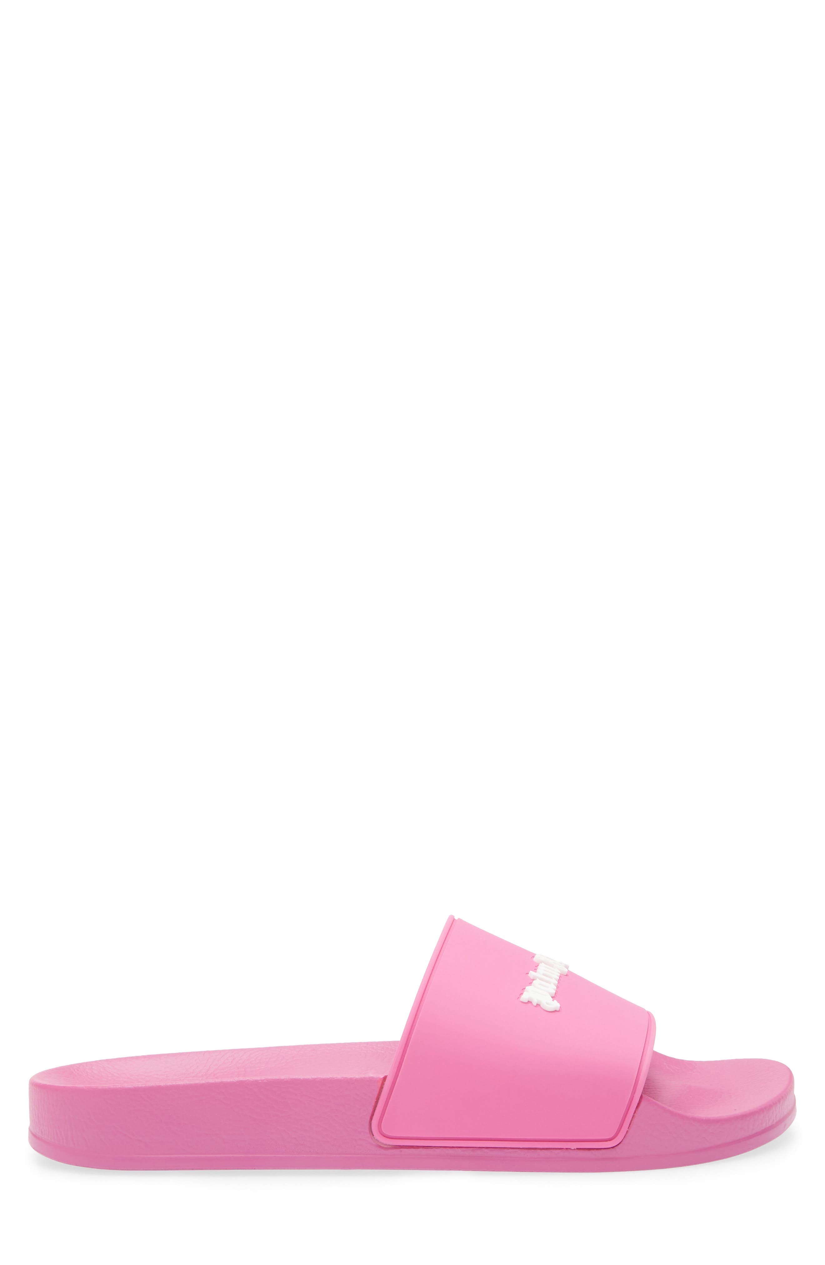 Palm Angels Logo Pool Slide Sandal, Alternate, color, Fuchsia/White