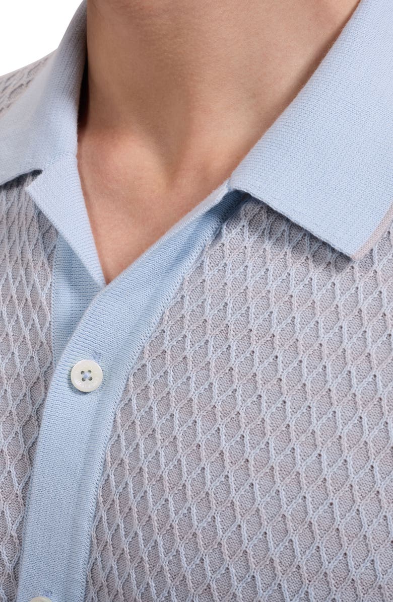 Bugatchi Short Sleeve Cardigan, Alternate, color, Hazy Blue