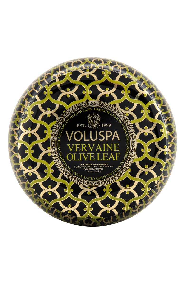 Voluspa Maison Noir Vervaine Olive Leaf Maison Metallo Two-Wick Candle, Alternate, color,