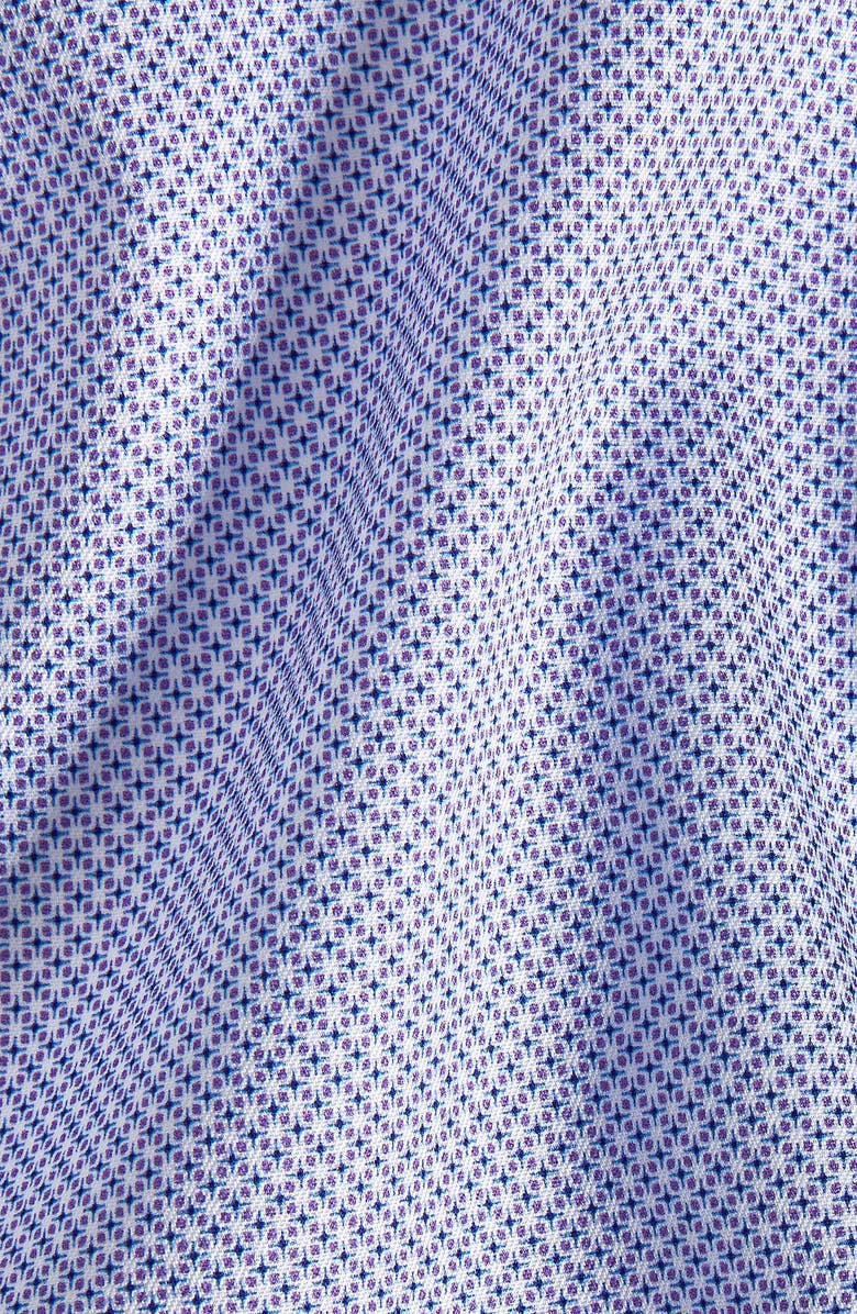 David Donahue Trim Fit Micro Geometric Cotton Dress Shirt, Alternate, color, Lilac