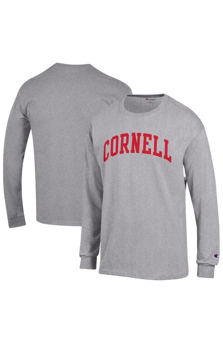 Champion Men's Champion  Heather Gray Cornell Big Red Basic Arch Long Sleeve T-Shirt, Main, color, 