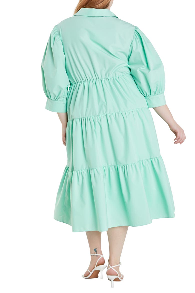 Tiered Midi Shirtdress, Alternate, color, MINT