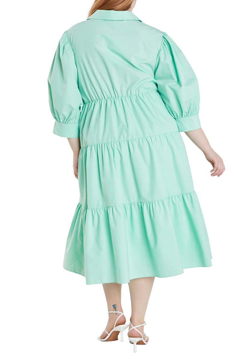 English Factory Tiered Midi Shirtdress, Alternate, color, Mint