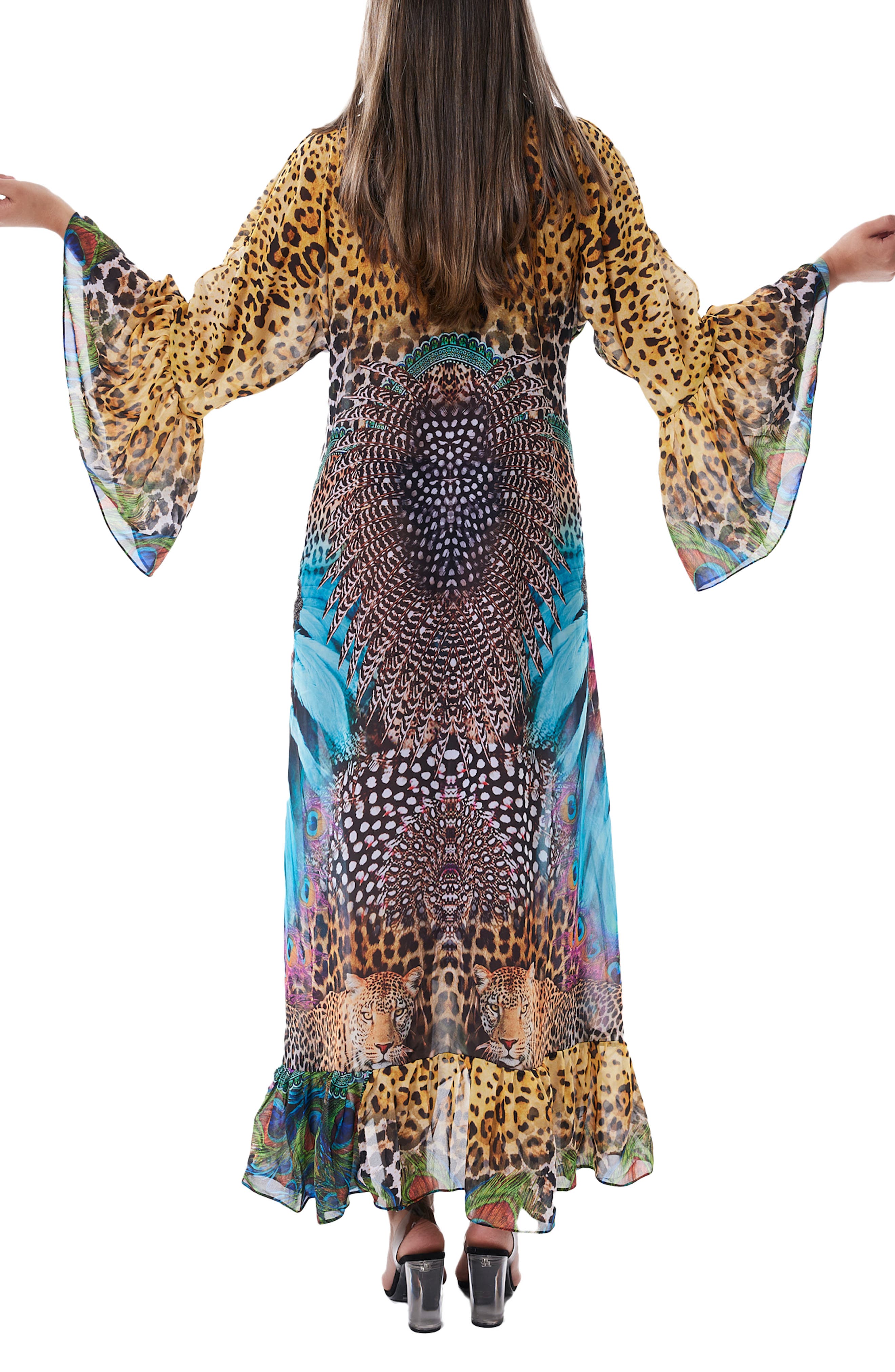 Mixed Animal Print Bell Sleeve Duster - image 2