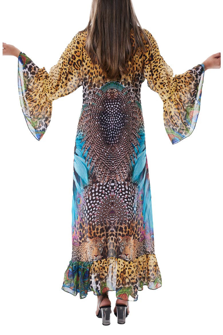 Mixed Animal Print Bell Sleeve Duster, Alternate, color, M-COLOR