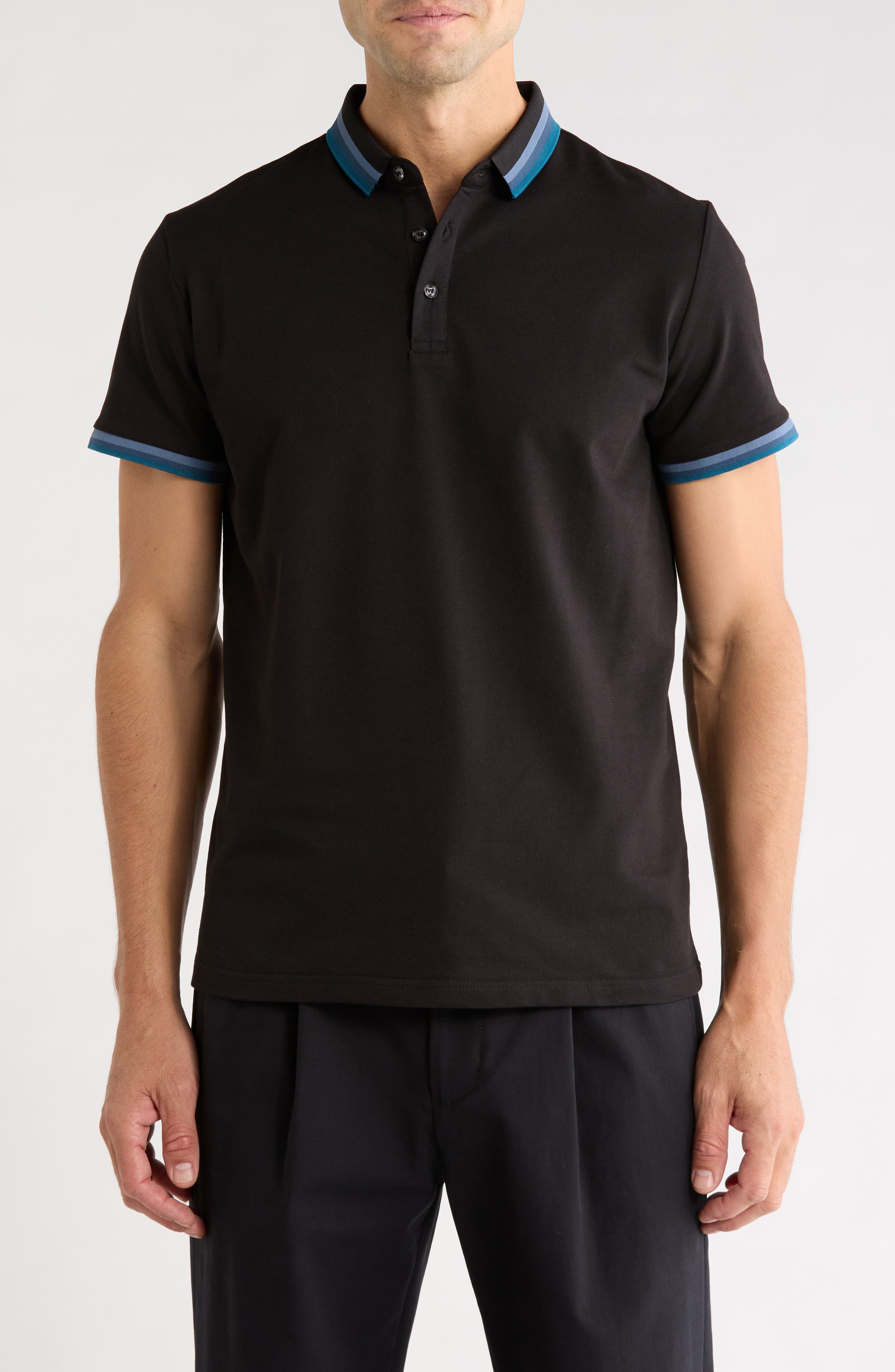 Stripe Stretch Cotton Polo