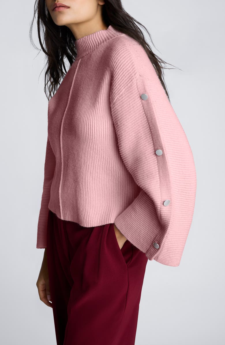 Kenneth Cole Rib Mock Neck Pullover, Alternate, color, Blush Pink