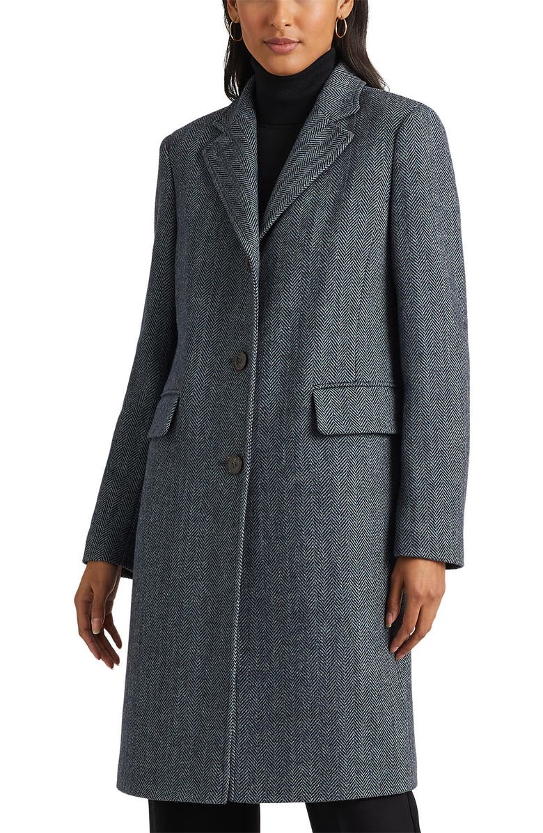 Lauren Ralph Lauren Herringbone Reefer Coat, Main, color,