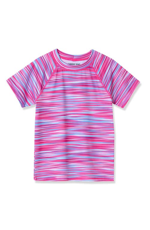 Lands' End Girls Graphic Mock Neck Upf 50 Sun Protection Rash Guard In Blurred Wave Purple