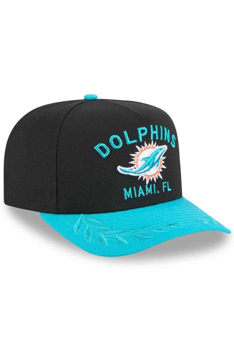 New Era Men's New Era Black/Aqua Miami Dolphins 2025 NFL Draft A-Frame 9FIFTY Snapback Hat, Alternate, color, Black