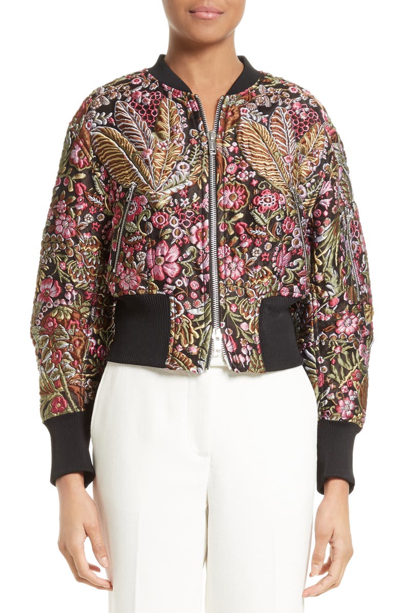 3.1 Phillip Lim Floral Cloqué Bomber, Main, color,