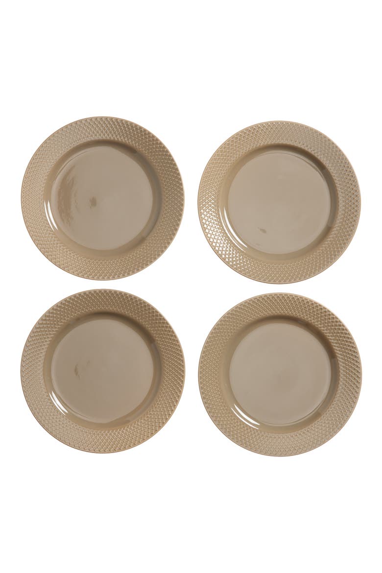 Rhombe Earth Set of 4 Lunch Plates, Main, color, CLAY