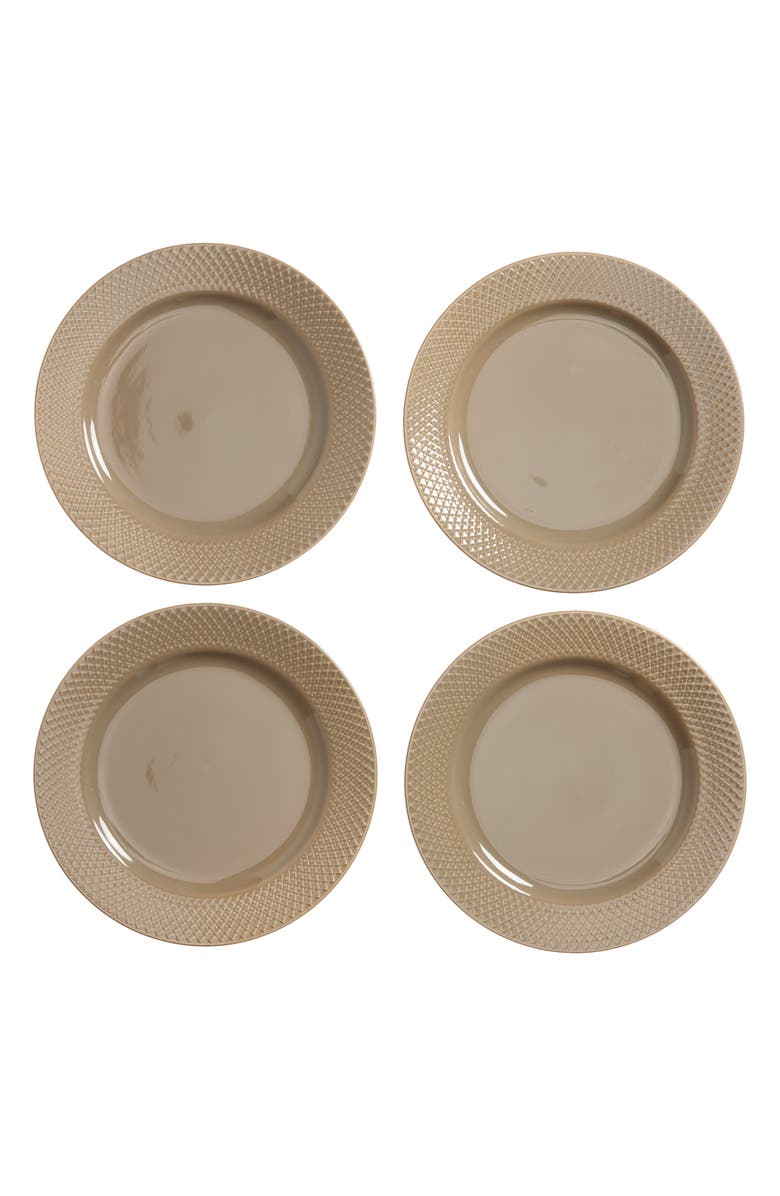 Lyngby Porcelaen Rhombe Earth Set of 4 Lunch Plates, Main, color, Clay