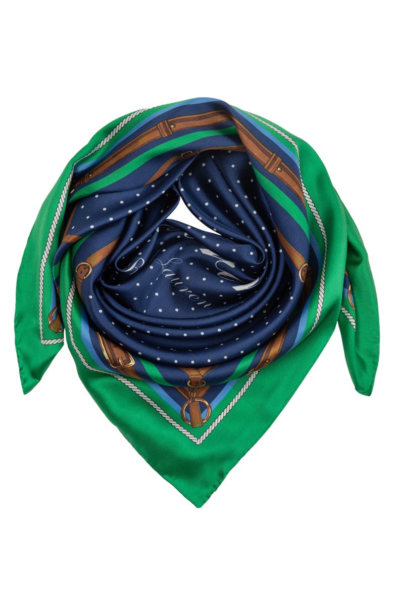 Lauren Ralph Lauren Dotted Equestrian Square, Alternate, color, Navy