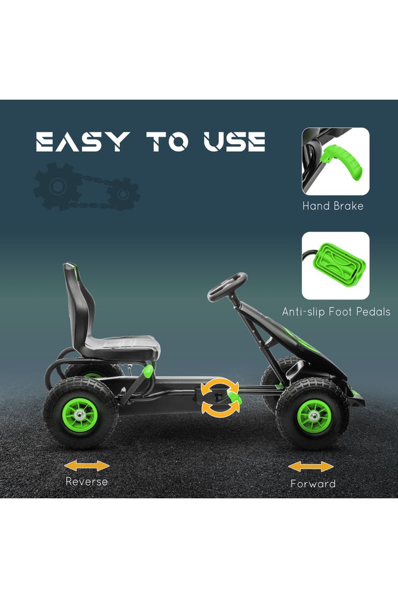 Ergonomic Pedal Go Kart with Wear-Resistant Tread, Alternate, color, Green