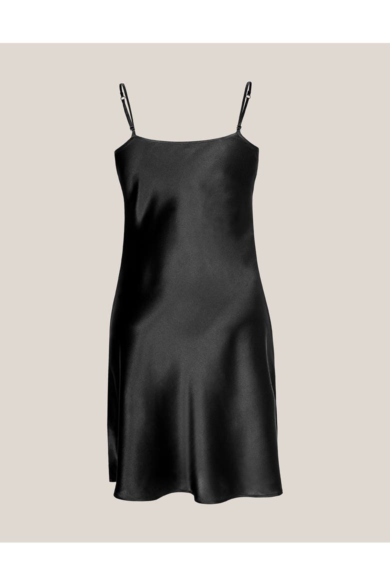 Angelica silk short nighty, Alternate, color, Black