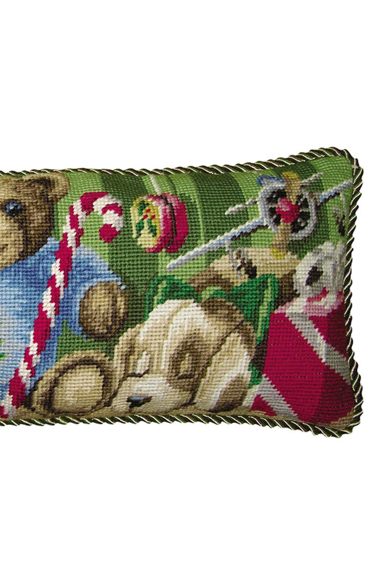 Babies In Toyland Needlepoint Pillow, 8" x 20", Alternate, color, Green