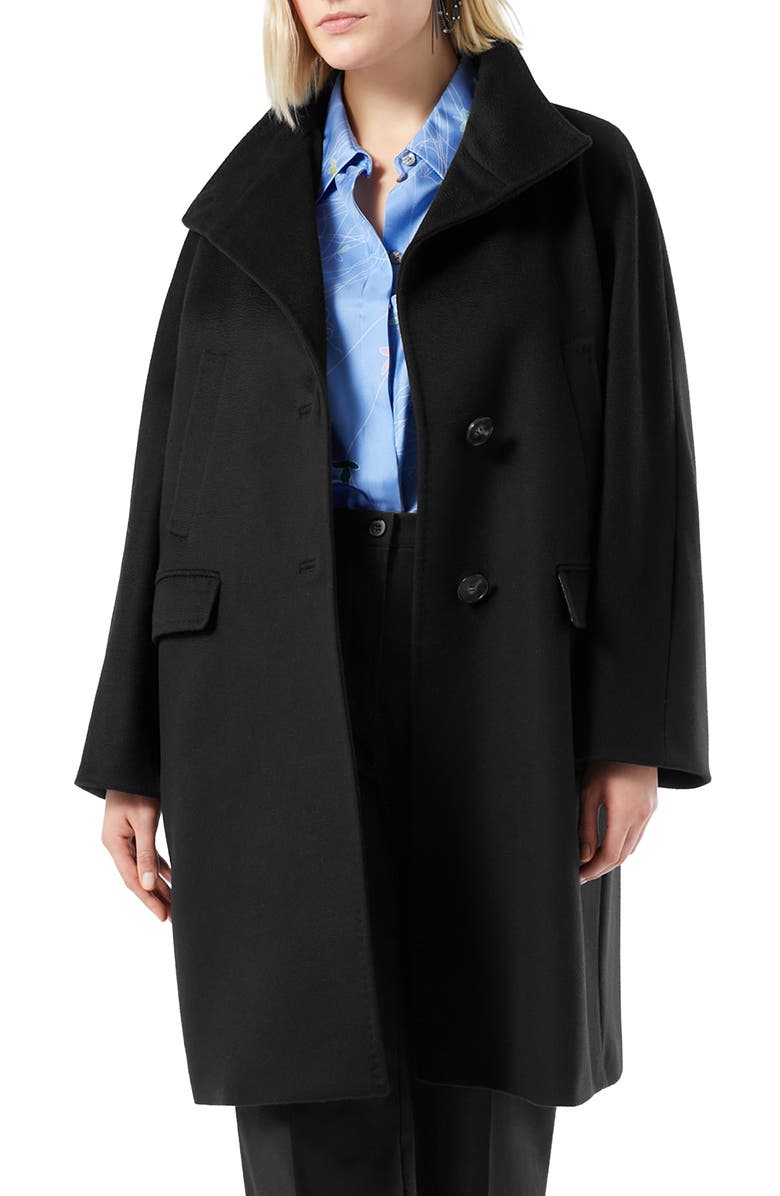 Marina Rinaldi Kartal Virgin Wool Coat, Main, color, Black