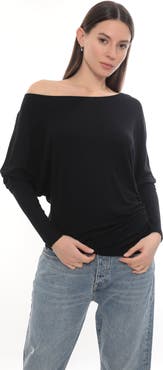 Monlicia Luna Off-Shoulder Draped Long Sleeve Stretch Top