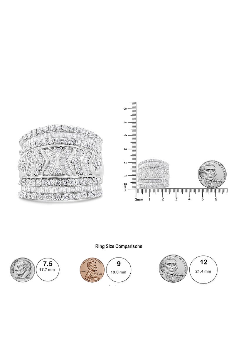 Silver 2.0 Cttw Diamond Edge Multi-Row Ring Band, Alternate, color, Silver